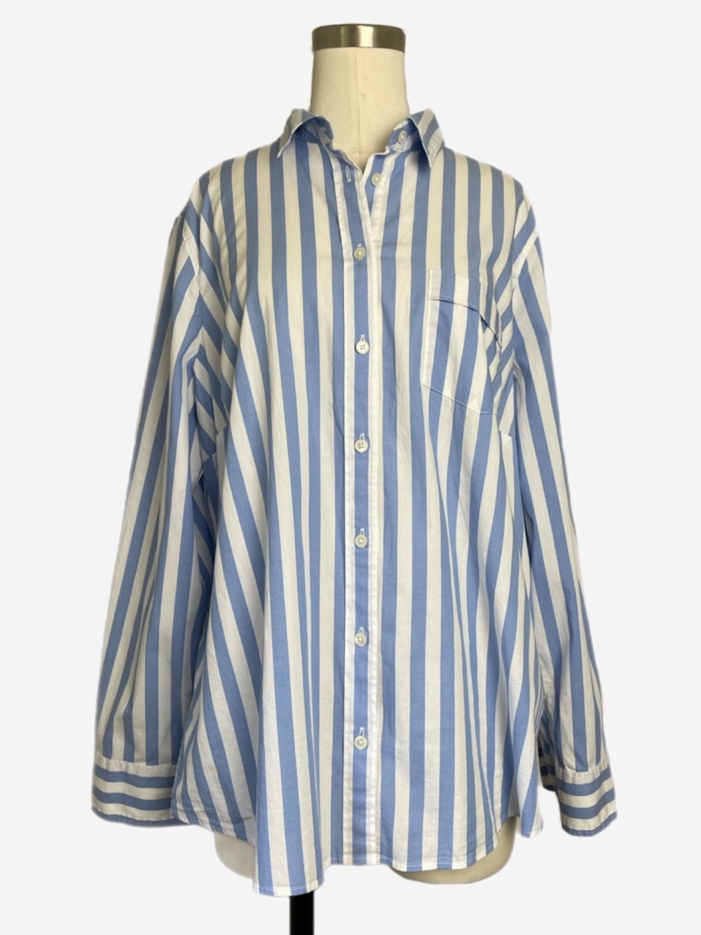 Jcrew Factory NWT Blue white striped button-up shirt in signature fit preppy XL